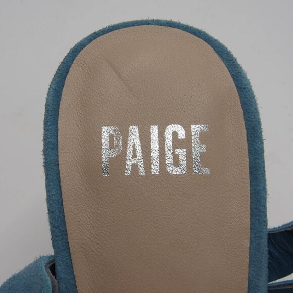 Paige Sage Scallop Suede Block Heel Shoes Sandals - Picture 9 of 9